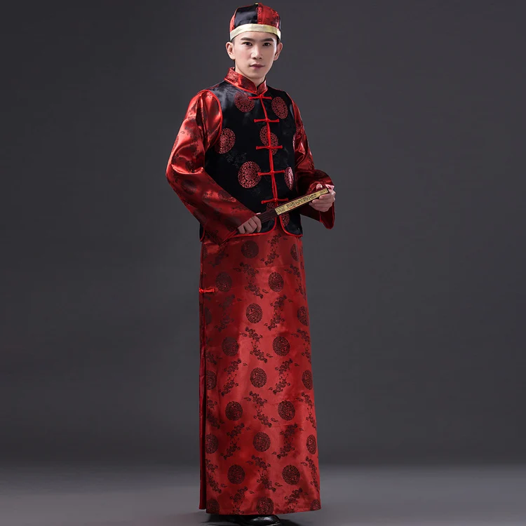 Groom Show Wo Men's Chinese Dress Men's Wedding Dress Costume Gown Chinese Gown Tang Suit Chinese Dance Costume