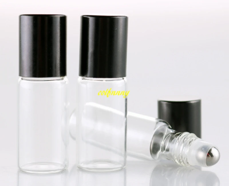 500pcs/lot 17x57mm 5ml Clear Glass Essential Oil Roller Bottles Transparent Perfumes Roll On Bottle with stainless steel roller