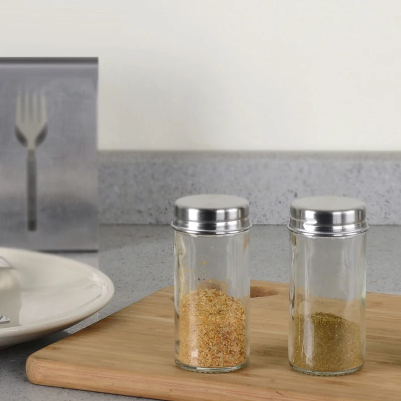 Glass Cruet Sugar Seasoning Pot Salt Pepper Shakers Transparent Spice Storage Severing Tools Condiment Jar Sauce Bottle 4pcs/set