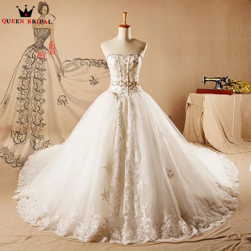 Luxury Empire Sweetheart Tulle Crystal Lace Beading Long Formal Wedding Dresses 2023 Real Photo Wedding Gown Custom Made XH55