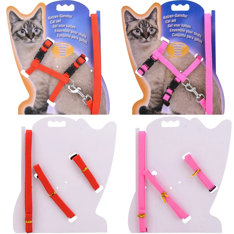 5-kleuren verstelbare kattenhalsband voor katten Gezellig nylon konijn Kitten Kedi harnas Leash Set Hond Kat Accessoires Producten voor huisdieren