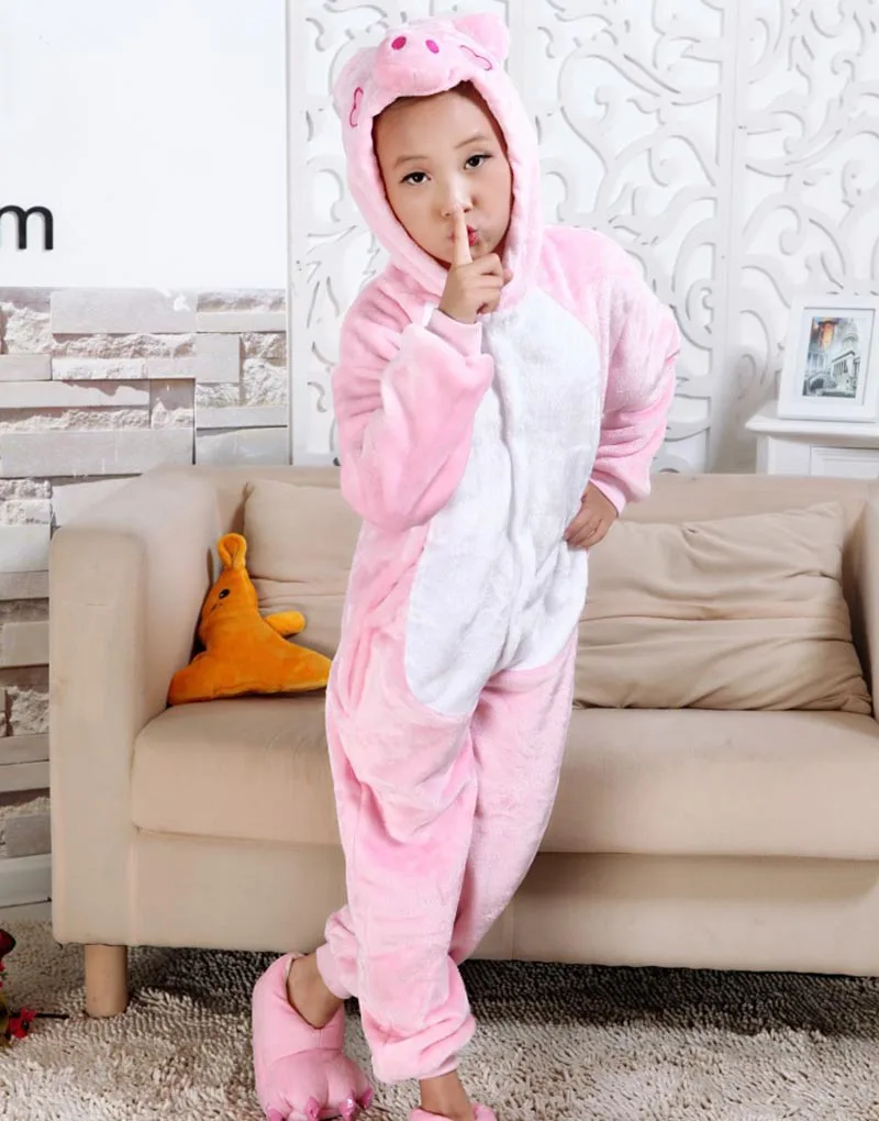 Abbigliamento per bambini Rosa Maiale Animale Pigiama Costumi Cosplay Unisex abbigliamento per bambini Delle Ragazze Dei Ragazzi Flanella Top, Babydoll E Magliette Per La Notte Tute Monopezzo Pyjama robe