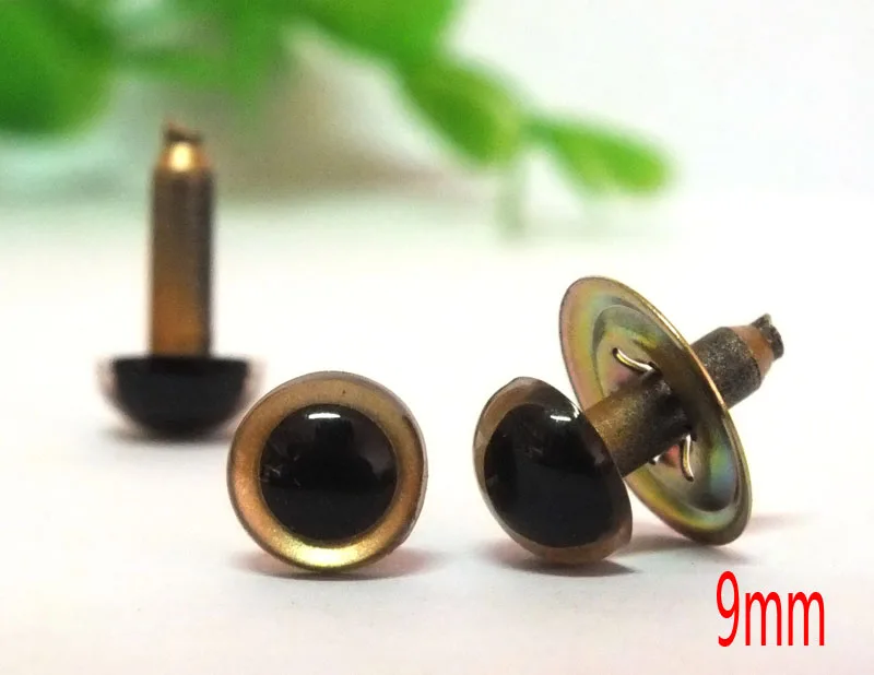 free shipping!!! Gold Safety Eyes Plastic Doll Eyes With Washers---9mm