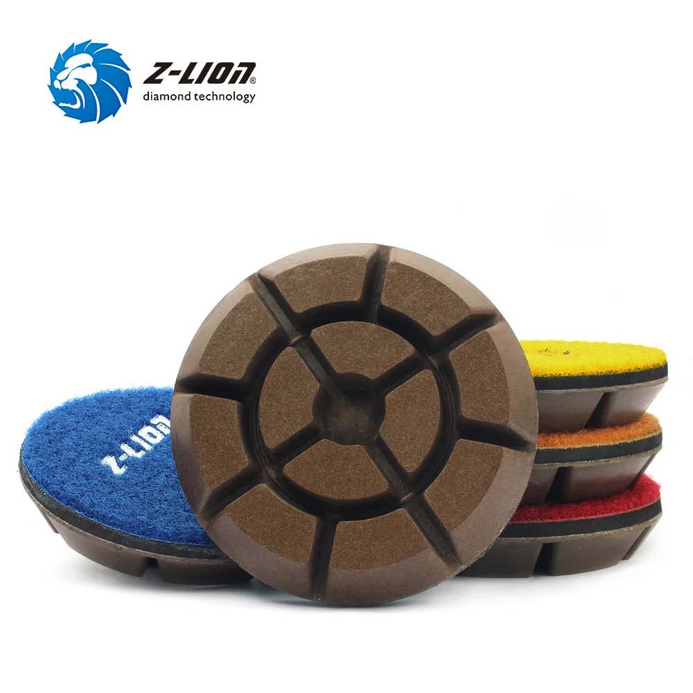 Z-LION 3inch Diamond Floor Polishing Pads Metal Filling Resin Bond Grinding Disks Concrete Floor Polishing Coarse Grinding 16KM