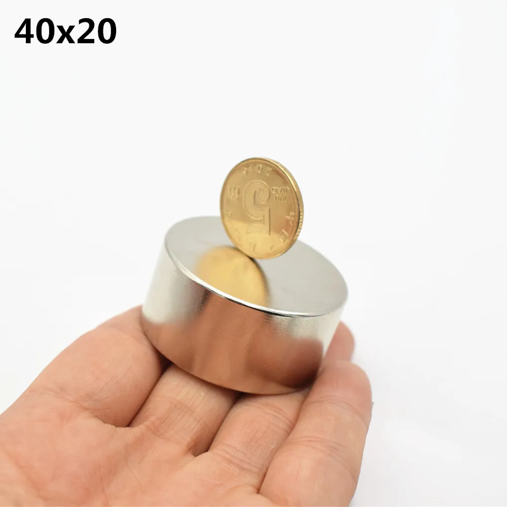 1pc N52 Neodymium magnet 40x20mm super strong round Rare earth powerful NdFeB gallium metal speaker magnetic 40*20mm disc N35