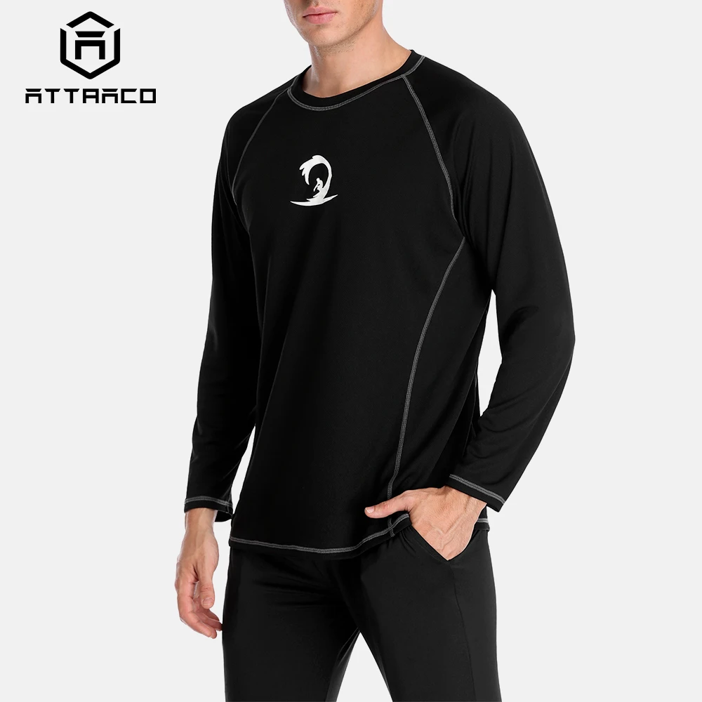 

Attrac Men Rashguard Dry-Fit Short Shirts Men Diving Shirt UV-Protection Rash Guard Top UPF 50+ Beach Wear Surfing Suits T-Shirt