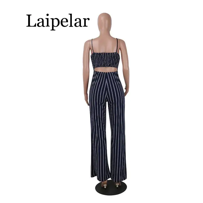 Elegant ลายสปาเก็ตตี้เซ็กซี่ Rompers ชุดสตรีชุดแขนกุด Backless โบว์สบายๆขากว้าง Jumpsuits Leotard โดยรวม