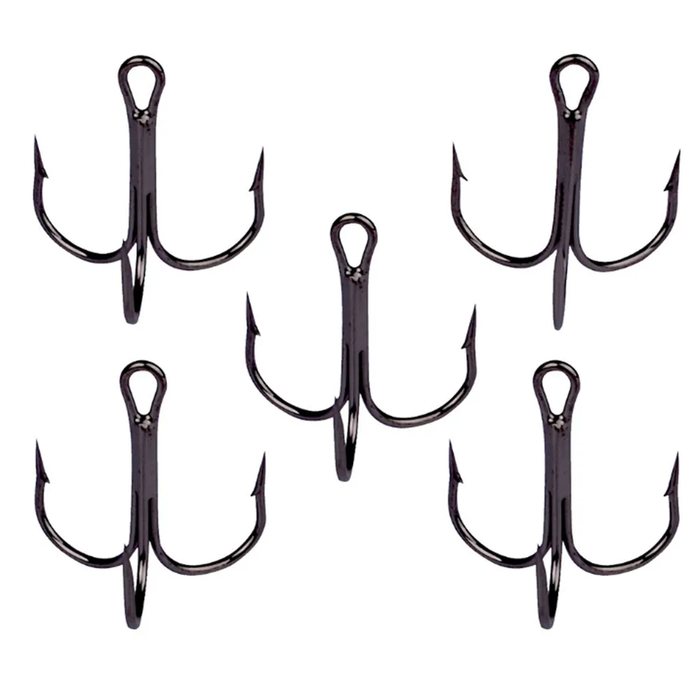 10pcs/lot 2# 4# 6# 8# 10# Overturned High Carbon Steel Fishing Hooks Material Treble Black Hooks For Bass Pike Tackle