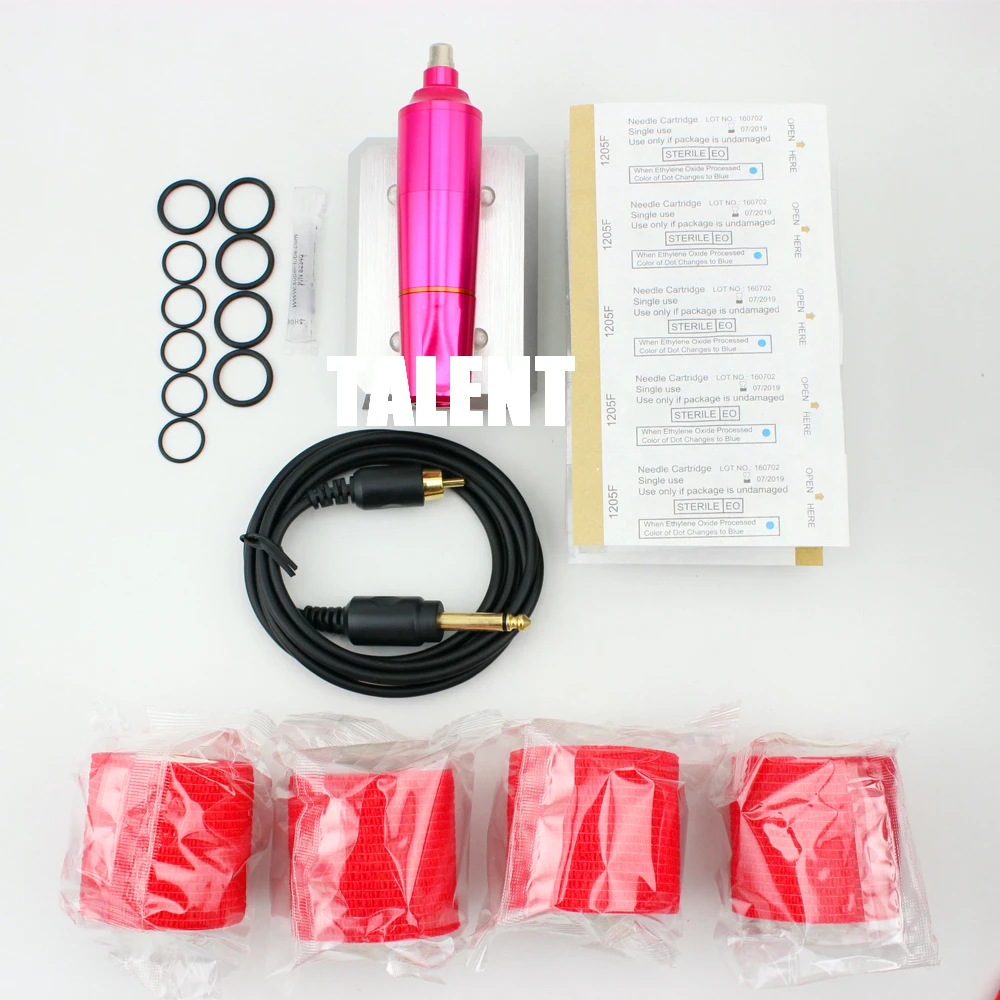 DHL/UPS Shipping Tattoo Pen Machine Kit Red Makeup Machine with Needle Cartridges + 80pcs You Pick-UP Needle Cartridges