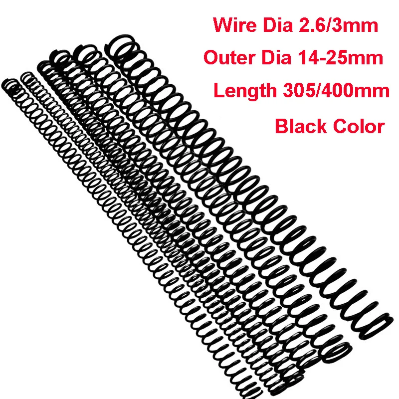 Y Type Spring Black Manganese Steel Pressure Spring Wire Dia 2.6/3mm Outer Dia 14-28mm Length 305/400mm