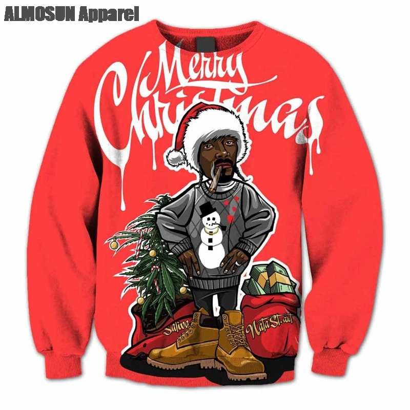 

Snoop Dogg Merry Christmas 3D All Over Print Crewneck Pullover Sweatshirts Hipster Funny Streetwear Jumper Unisex