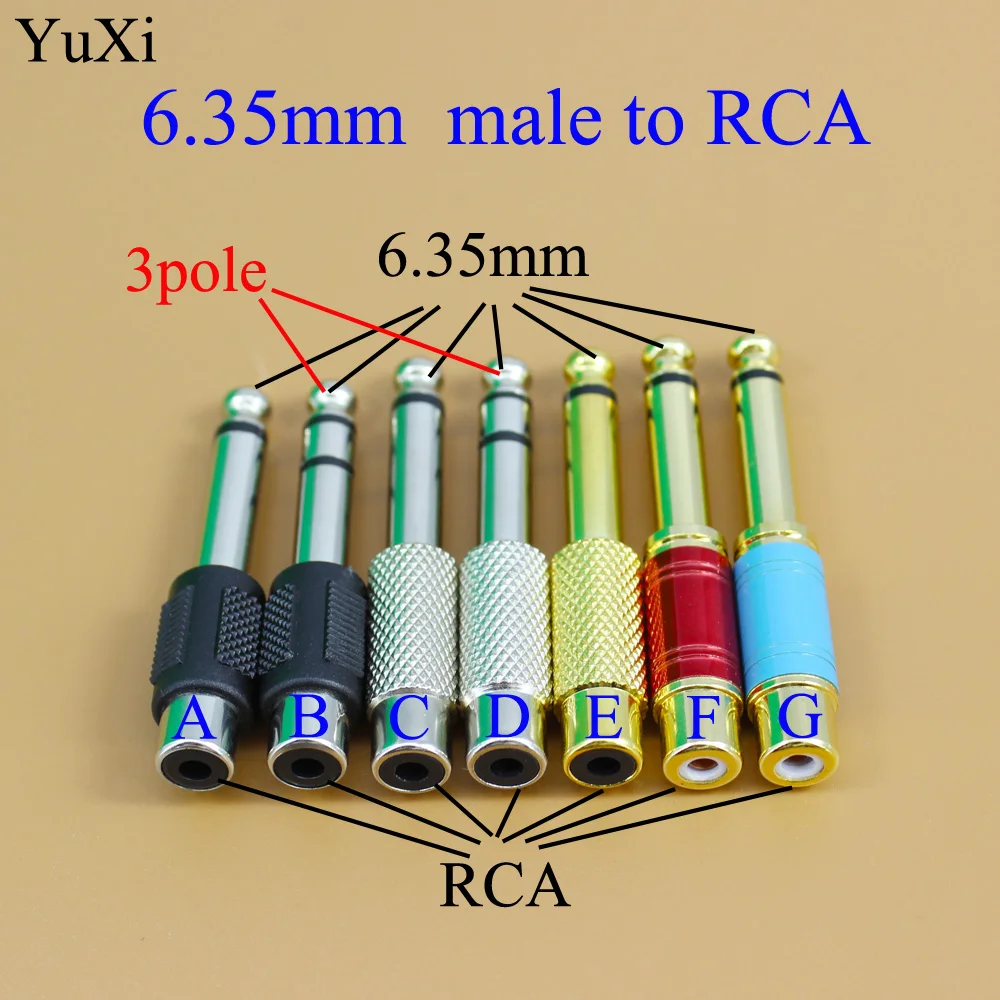 

YuXi Hot 7type 6.35mm 1/4" Male Mono Plug To RCA Female Jack Audio Adapter Connector