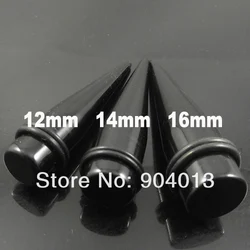 60cs/lot 12mm 14mm 16mm big size Black Acrylic Ear Piercing Tapers  Ear Expander  Flesh Tunnel Mixed 3 sizes Free Shipping