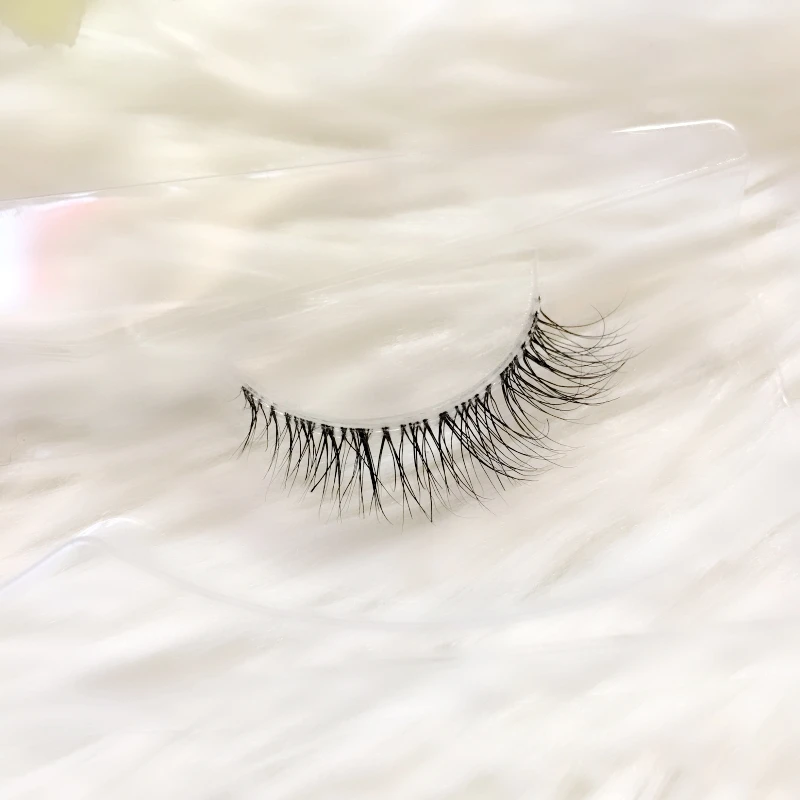 Stem Mink Eyelashes ธรรมชาติ3D Mink Messy แขนสั้นขนตาปลอมเต็มต่อขนตา