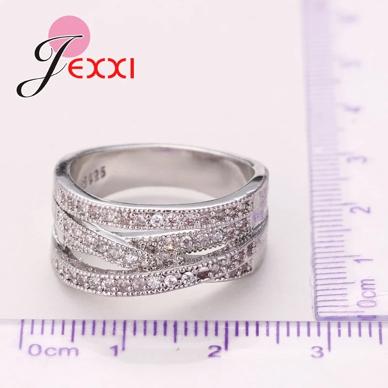 New Fashion Women 3 Lines Full Top Quality White Clear Cubic Zirconia Genuine 925 Sterling Silver Color Fashion Jewelry