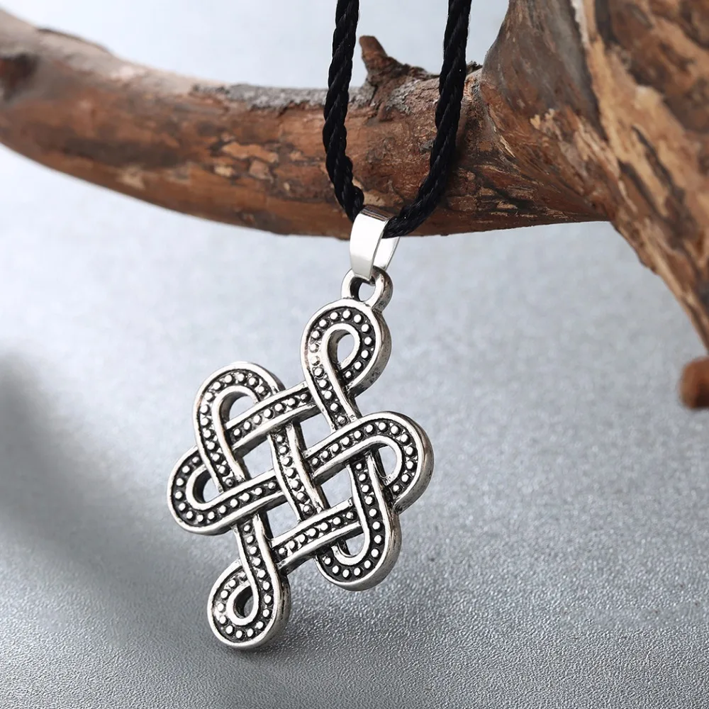 Cxwind Antique Bronze Charm Chinese Knots Cross Pendant Necklace Infinity Irish Knot Necklaces Viking Punk Choker Jewelry