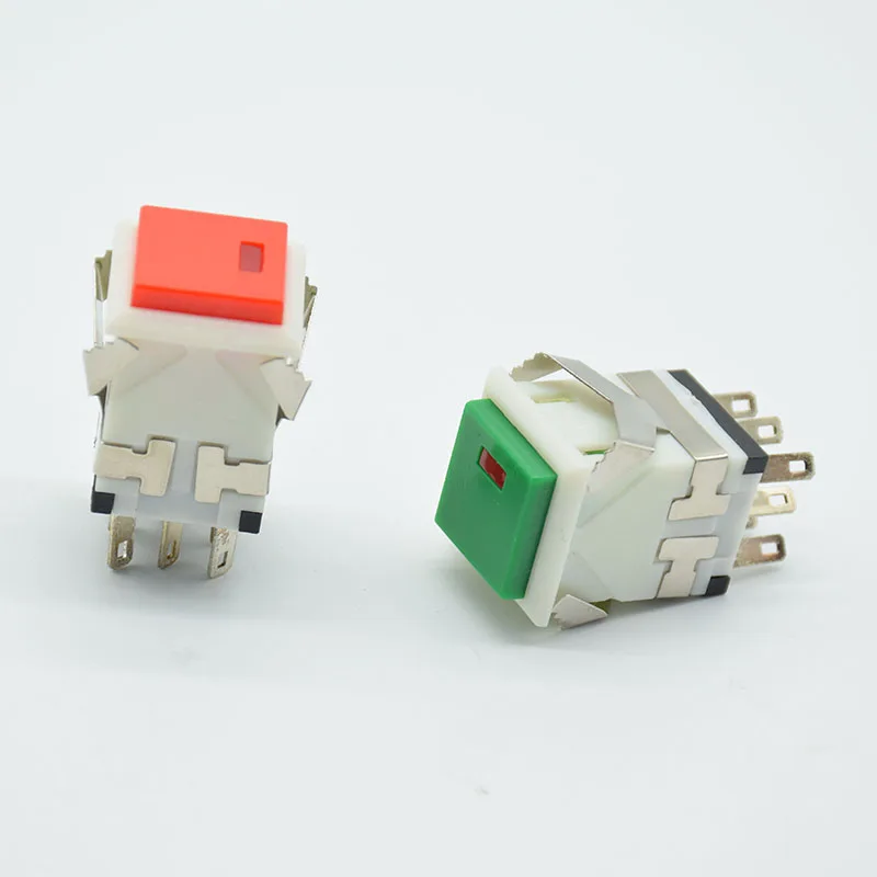 Square Cap 2NO 2NC 8pins Momentary/reset Push button Switch With lamp AC 3A/250V 6A/125V