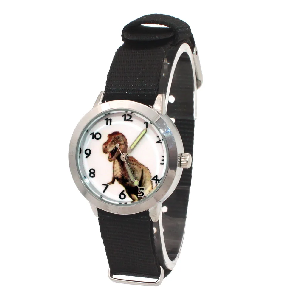 Kinderen Horloges Hoge Kwaliteit Kleurrijke Kinderen Kinderen Jongen Meisje Stof Nylon Strap Dinosaurus Cartoon Horloges Student Horloge