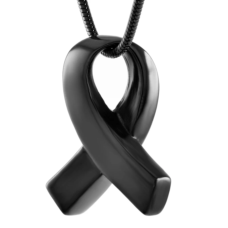 IJD9546 Not allergic Stainless Steel Cancer Ribbon Memorial Urn jewelry to put cremation ashes in - Cremation Necklace For Women