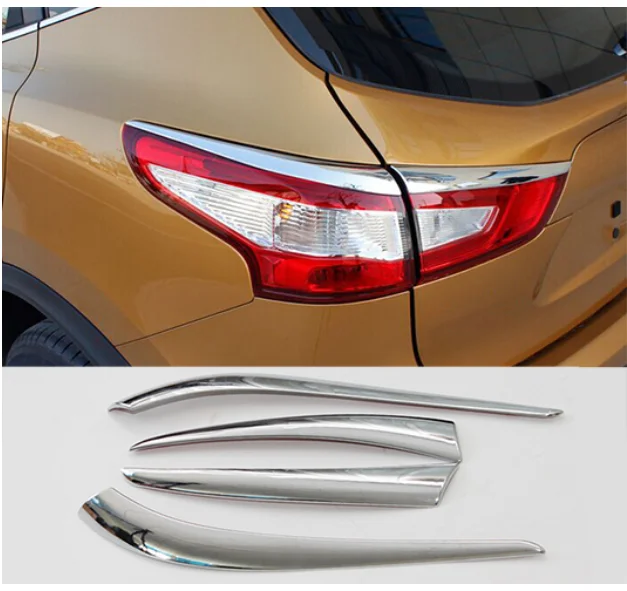 

4pcs ACCESSORIES FOR NISSAN QASHIQAI J11 2014 2015 2016 CHROME REAR TAIL LIGHT LAMP EYEBROW TRIM COVER GARNISH MOULDING EYELID