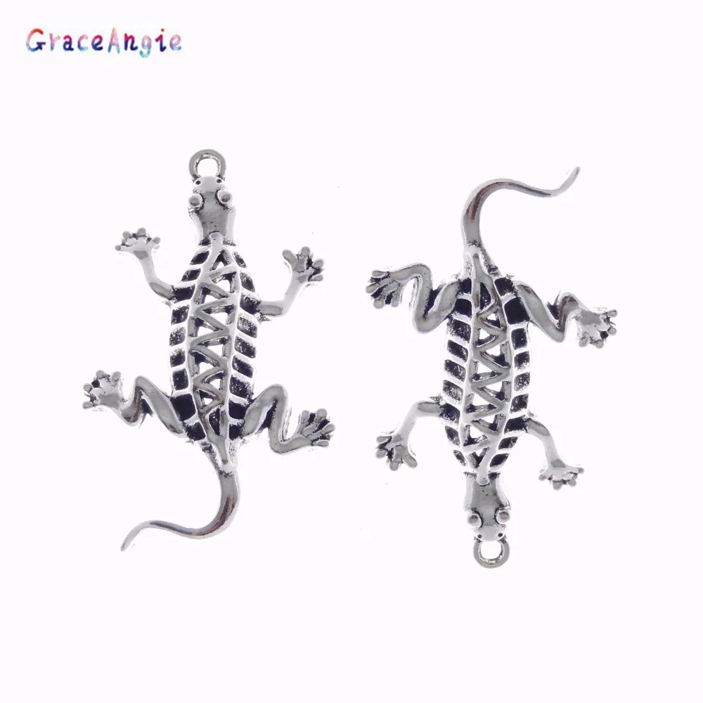 GraceAngie 10pcs Metal Pendant Animal gecko beads diy jewelry fit for Necklace charms Bracelet Jewelry Findings DIY Crafts