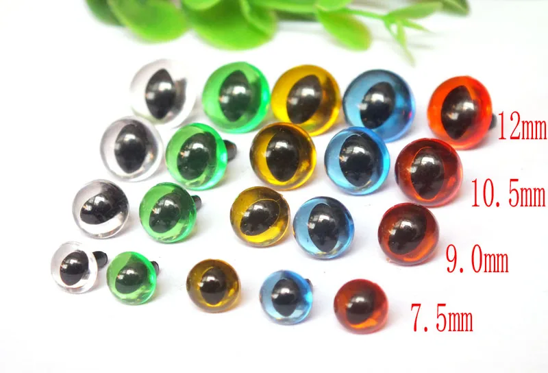 7.5mm-12mm Transparent Amigurumi Animals Eyes/ Cat Eyes/ Safety Eyes / Come With Washers