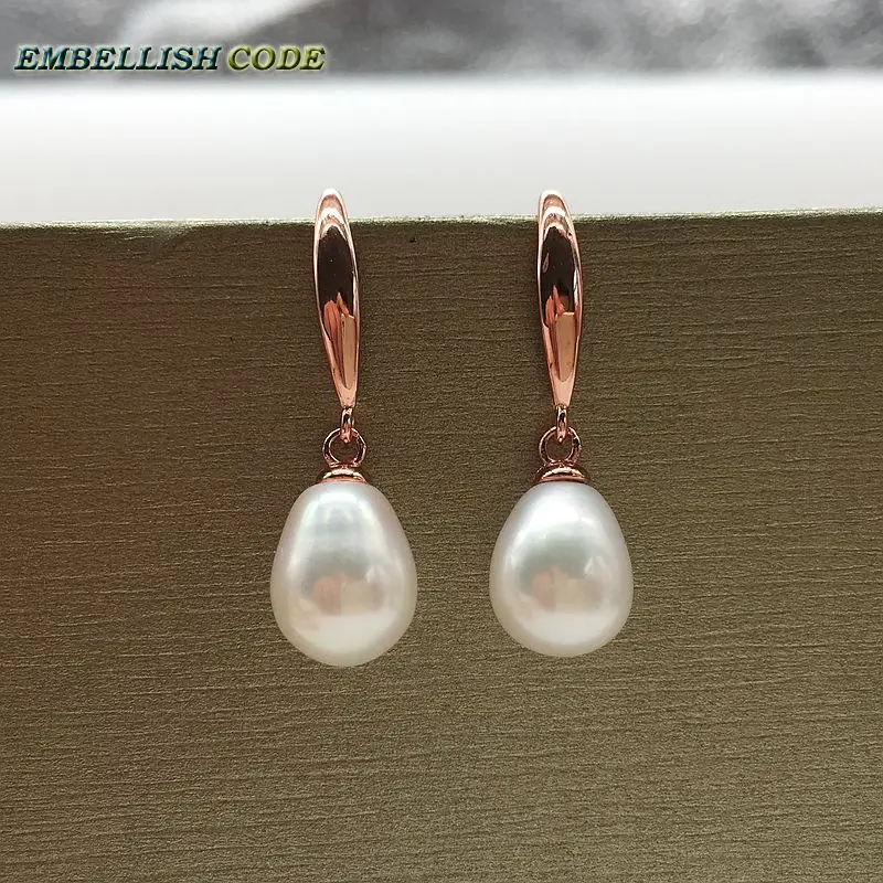 charming hook earrings natural freshwater cultured fine pearls teardrop shape flawless jewelry rose red gold-plated for women