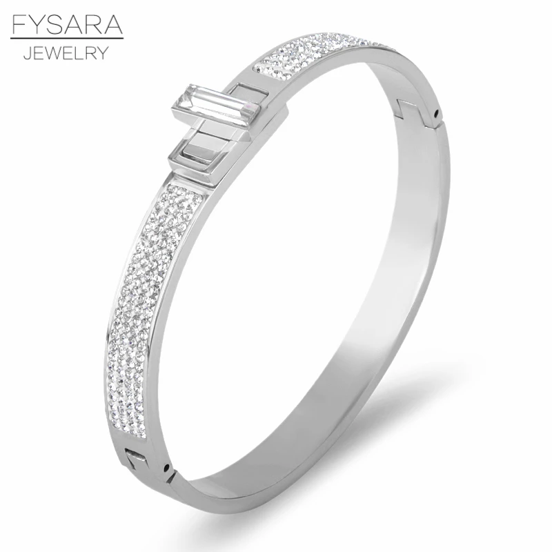 FYSARA Luxury Brand AAA Crystals Zirconia Paved Bracelets & Bangles For Women Charm Turnable Bracelet Lover Wedding Jewelry