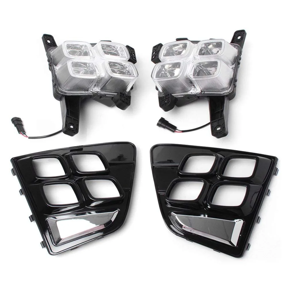 

High Quality 4-LEDS Car Daytime Running Lights Front Fog White DRL Driving Fog Lamp Kit for Hyundai Creta 2014 2015 2016