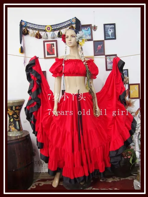 

4Tiered 21Yards100%Cotton Tribal Belly Dance Skirt With Border 9EX35