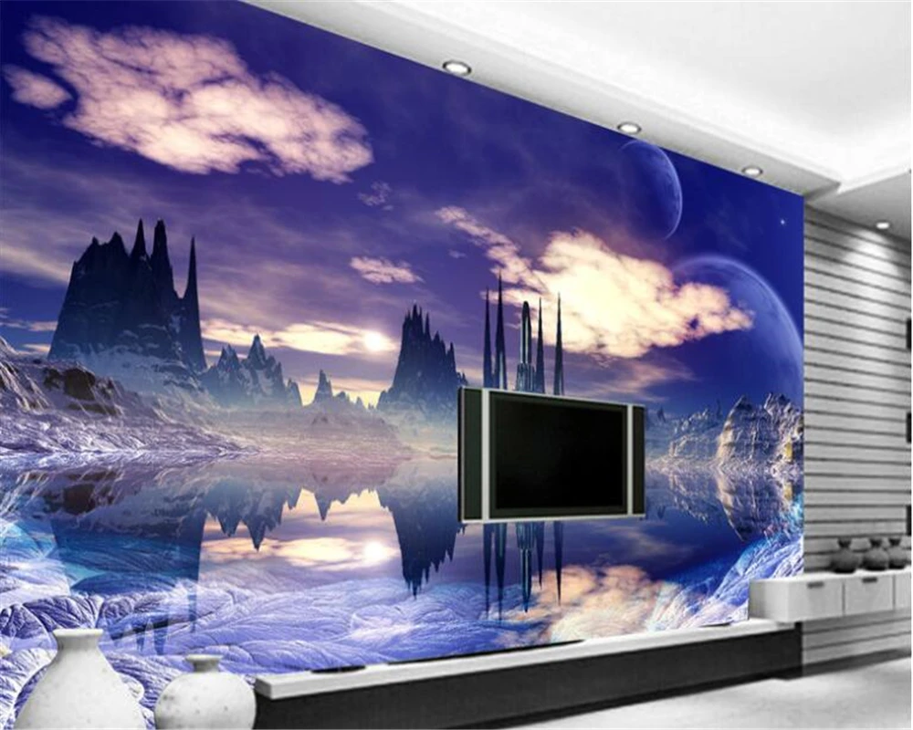 

beibehang Custom interior wallpaper personality dream sky city TV bedroom background wall wallpaper for walls 3 d papier peint