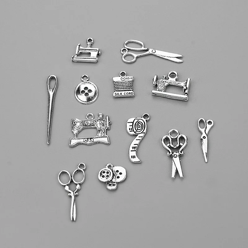 12pcs/lot Mixed Alloy Charms Antique Silver Color Scissors Pendants Jewelry Findings For DIY Handmade Jewelry Making image 2