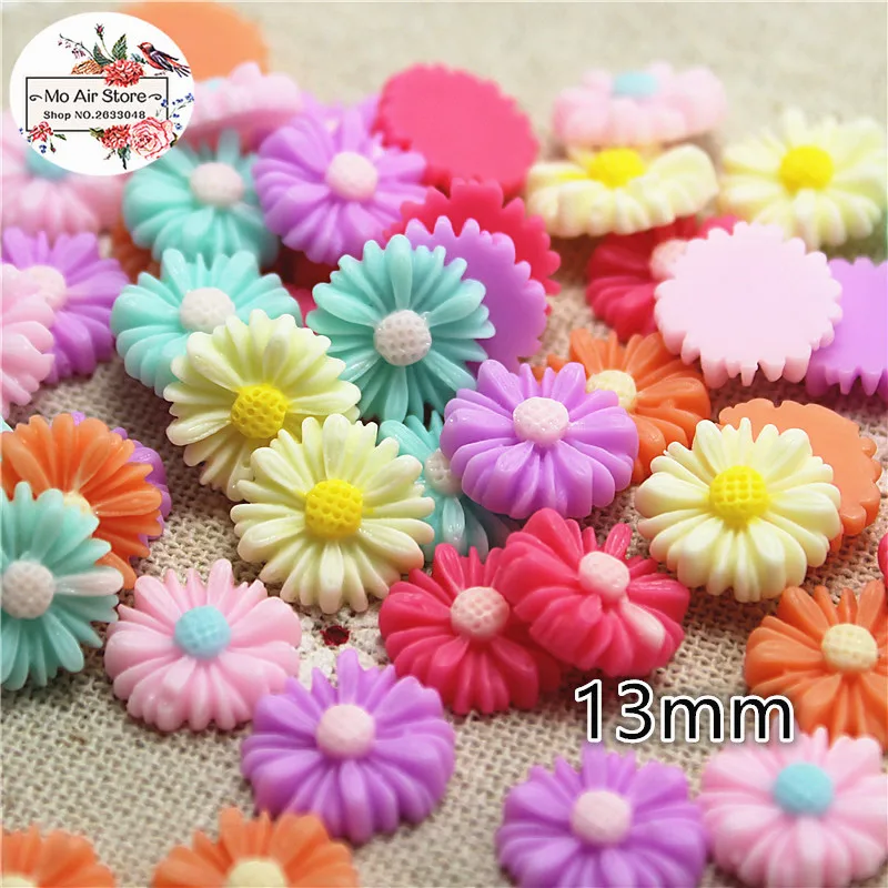 9/13/16/22/26mm Mixed Color Flower Daisy Resin Flatback Cabochon DIY Jewelry Phone Decoration No Hole