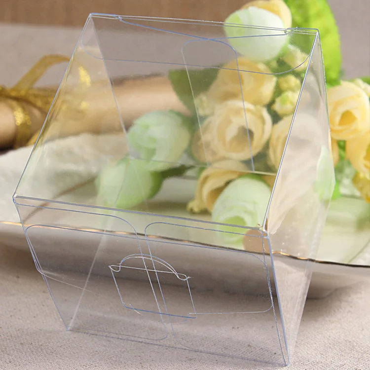 500pcs 10x10x10cm Jewelry Gift Box Clear Boxes Plastic Box Transparent Storage Pvc Boxes Packaging Display Pvc Boxen For Wedding