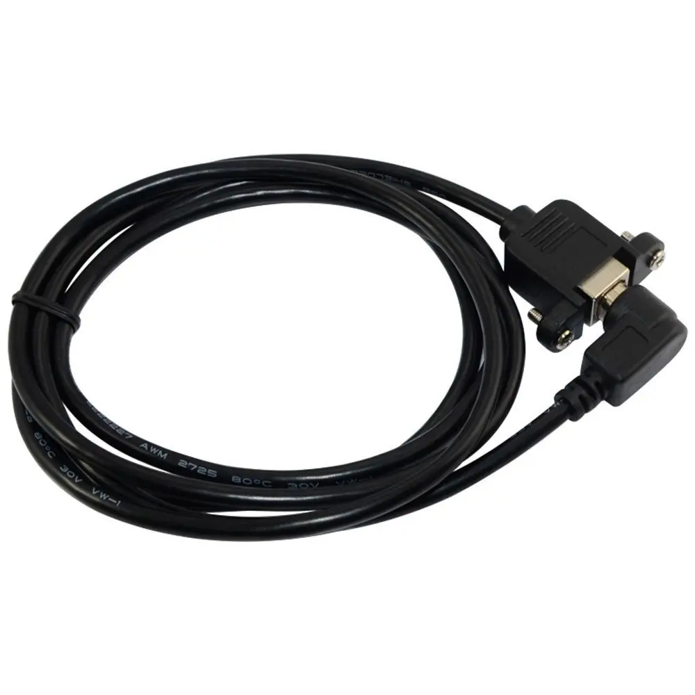 30CM High Speed USB 2.0 Type B Male to Female Right Angle Extension Data Cable Panel Mount For Printer Cable with Screw Hole