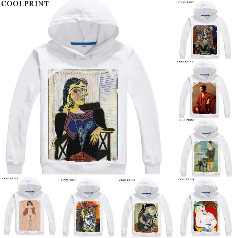 Pablo Picasso Hoodies Hooded Hoodie Oil Painting The Mackerel A Rooster Dove of Peace The Absinthe Drinker Cosplay Sweatshirts