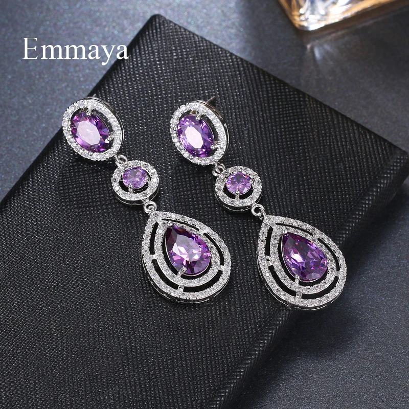 Emmaya Brand Charm Luxury AAA Cubic Zircon Water Drop Shape Earrings for Women Fashion Wedding Birthday Jewelry Party Gift