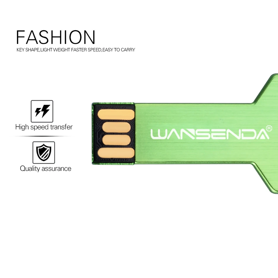 WANSENDA USB Flash Drive Key Design Pen Drive 8GB 16GB 32GB 64GB 128GB Waterproof Pendrive USB 2.0 Memory Stick Flash Drive