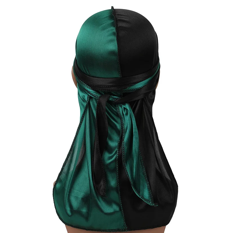 Durag en Patchwork pour hommes et femmes, Bandana Hip Hop, casquette Pirate, chiffon soyeux, couvre-chef à longue queue, accessoires pour cheveux,