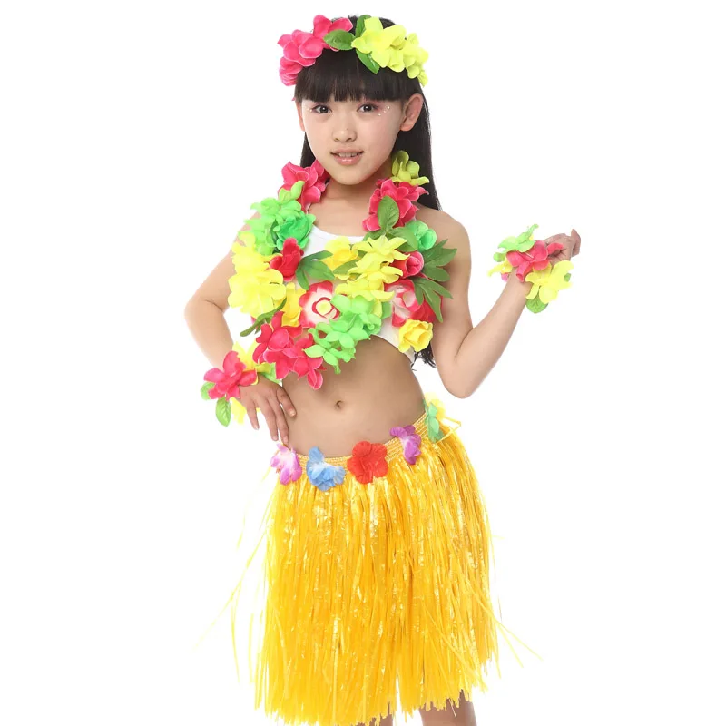 Free Shipping Halloween Carnival Fancy Dress Costumes for Kids Girls Children Hawaiian Hula Skirt Ballroom Belly Dancing Clothes image 6