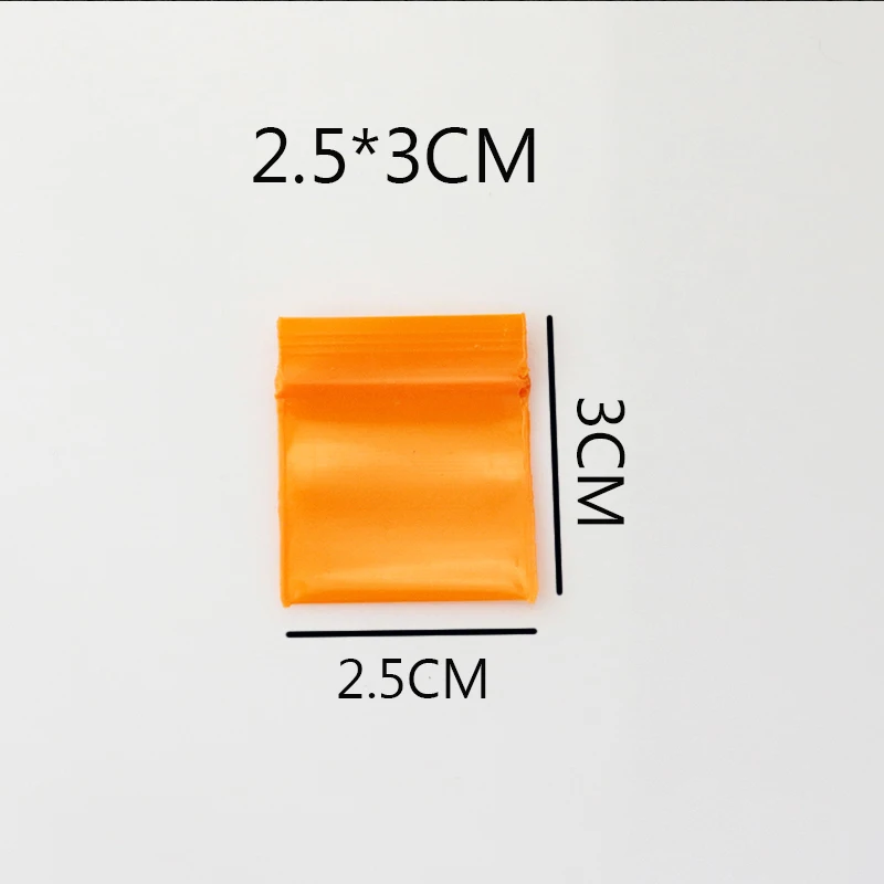 Hot Sale 300pcs/lot Orange Self Sealing Zip Lock Plastic Bag 2.5x3cm Mini Ziplock Jewelry Beads Earrings Packaging Bags