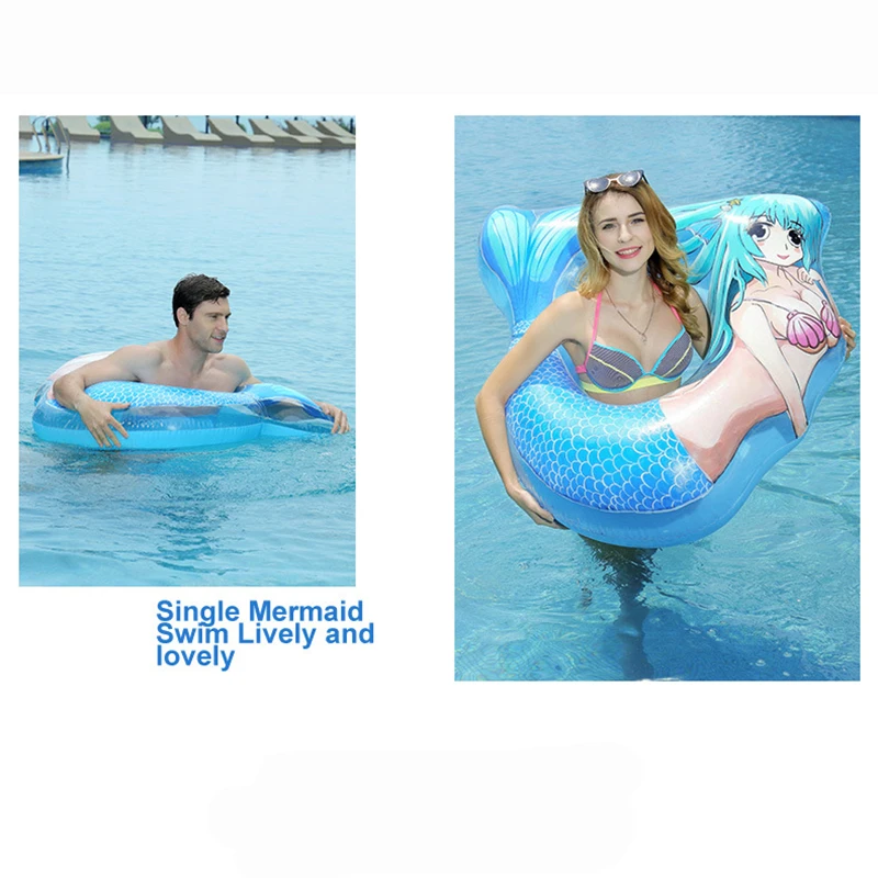 100cm Inflatable Giant Mermaid Swim Ring Float Raft Swimming Pool Beach Water Toys Fun MERMAID TAIL Raft Tube Pool Beach Floater
