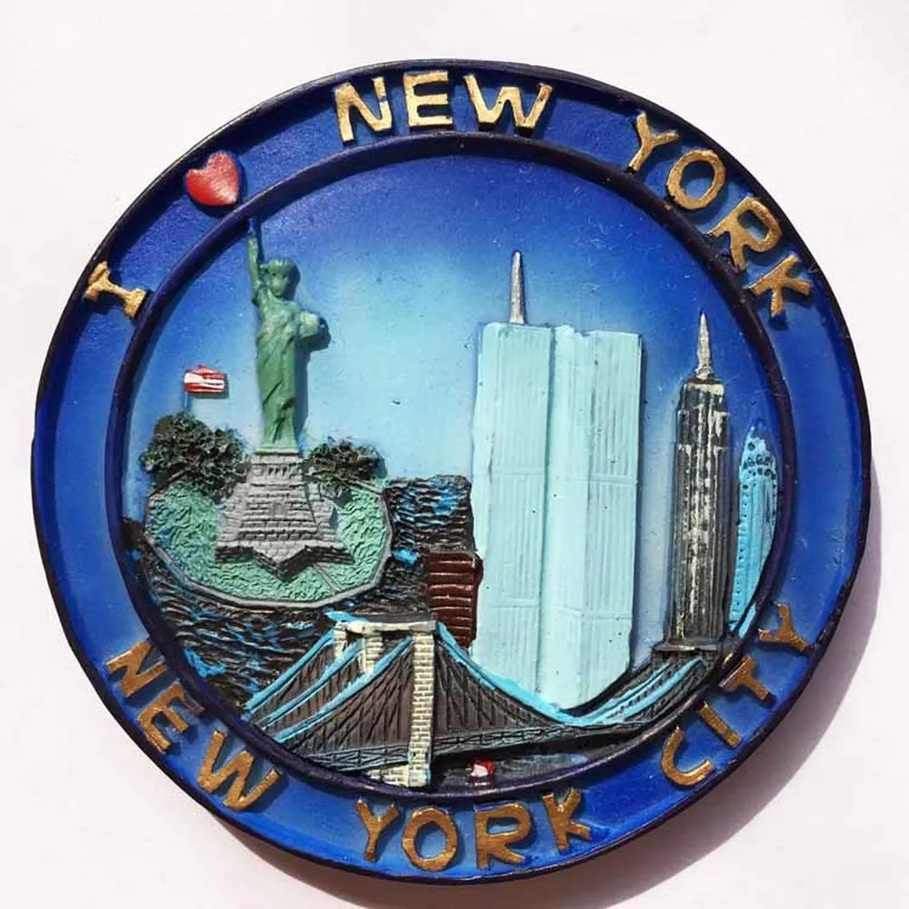 

BABEMEMI New York USA Fridge Magnet Souvenir Statue of Liberty World Trade Center Refrigerator Magnets