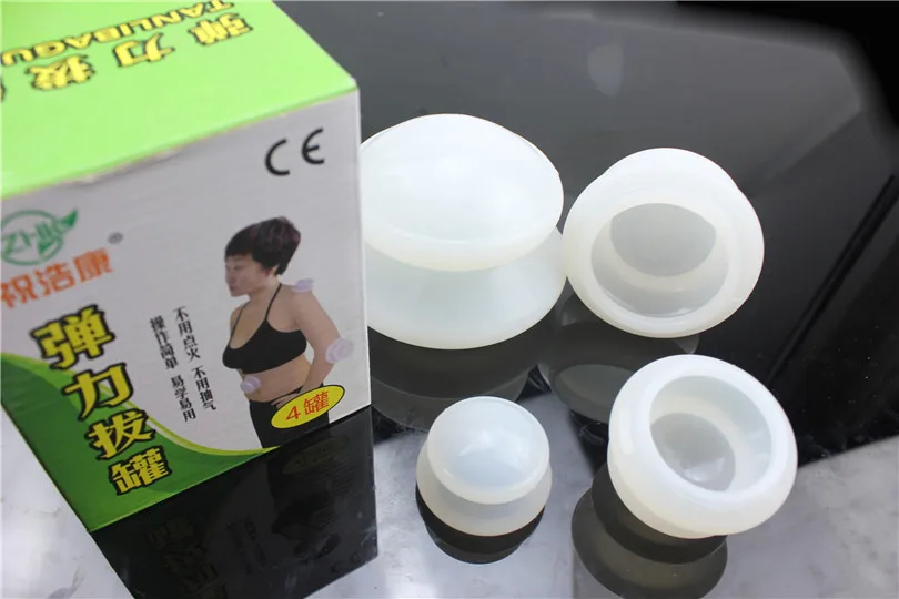 medical 4 pcs soft silicone vacuum suction cup vacuum silica gel soft tank pull gas cylinders thickening massage cupping device