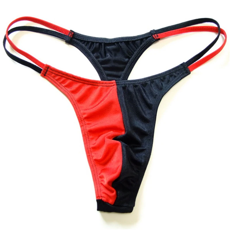 Tanga Sexy Gay para hombre, suspensorio de nailon, bragas de cintura baja, de retales Bikini, sin costuras