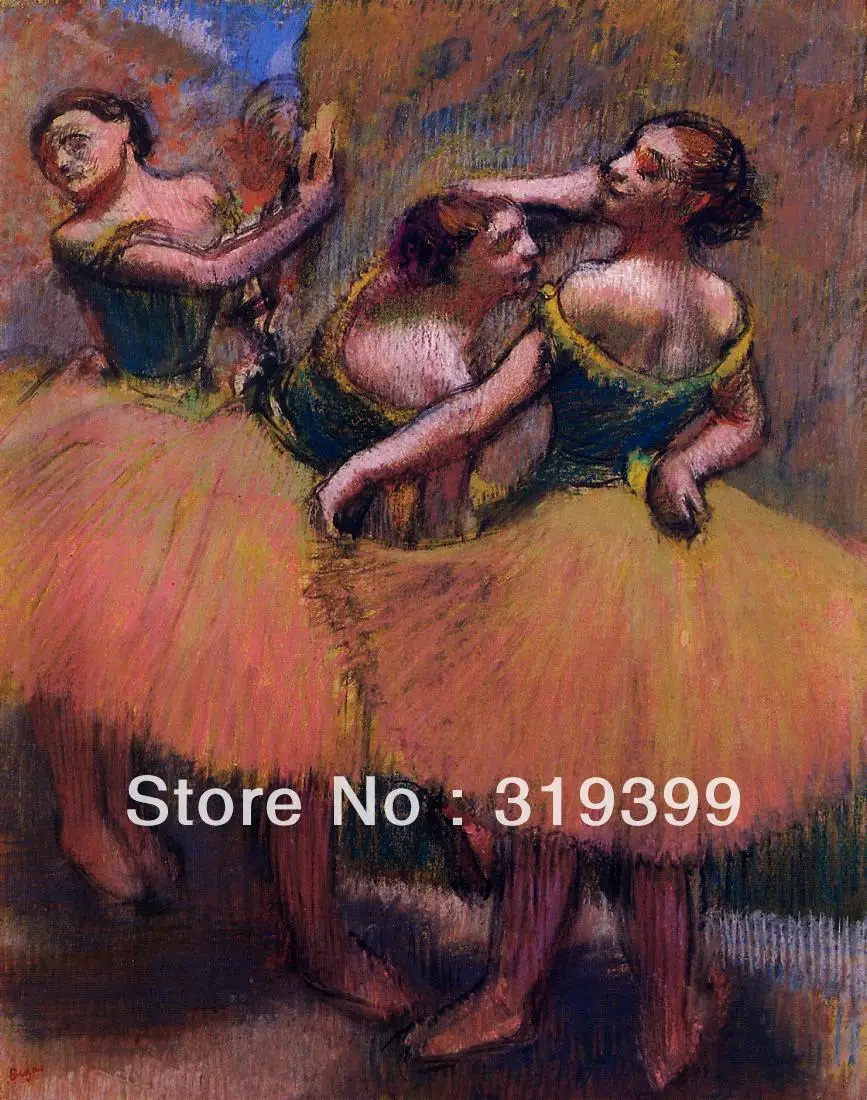 

100% handmade Oil Painting Reproduction on Linen Canvas,Three Dancers, Green Blouses by edgar degas,Free Shipping,Paintings