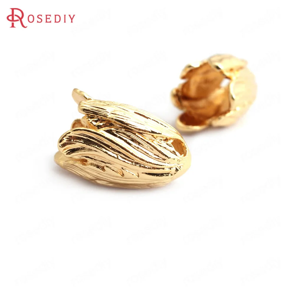 (B100)6 pieces Diameter 10mm Height 15mm High Quality Gold Color Brass Beads Caps Diy Accessories Jewelry Findings