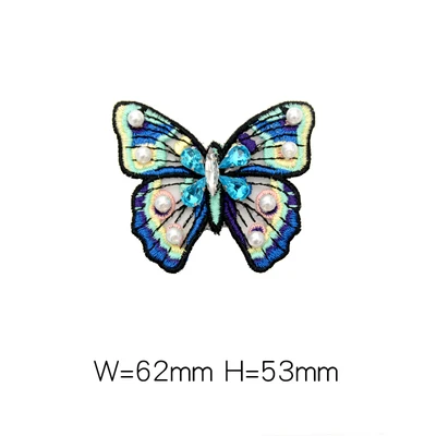 AHYONNIEX Marke 1 stücke Blau Schmetterling perlen strass patches nähen auf perlen applique kleidung schuhe taschen dekoration patch DIY – Detail 1
