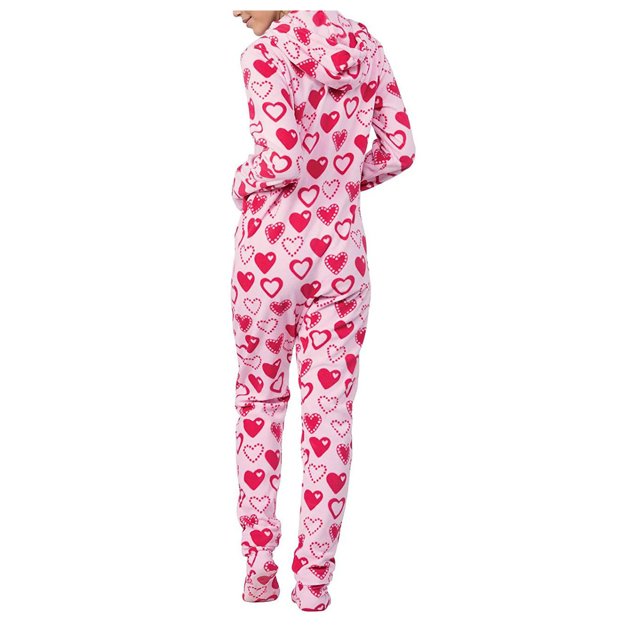 Women Fleece Printed Onesie Abdl Footed Sleeper Adult Footed Pajamas