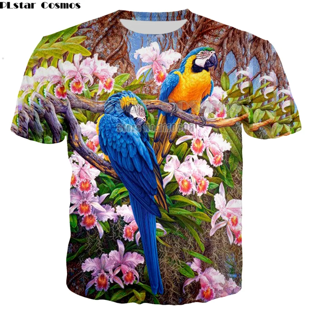

Summer Men Casual Tees Red Parrot 3d Print T Shirt Men/Women Hip Hop T-shirt Tee shirt Cool Clothing Unisex 7XL
